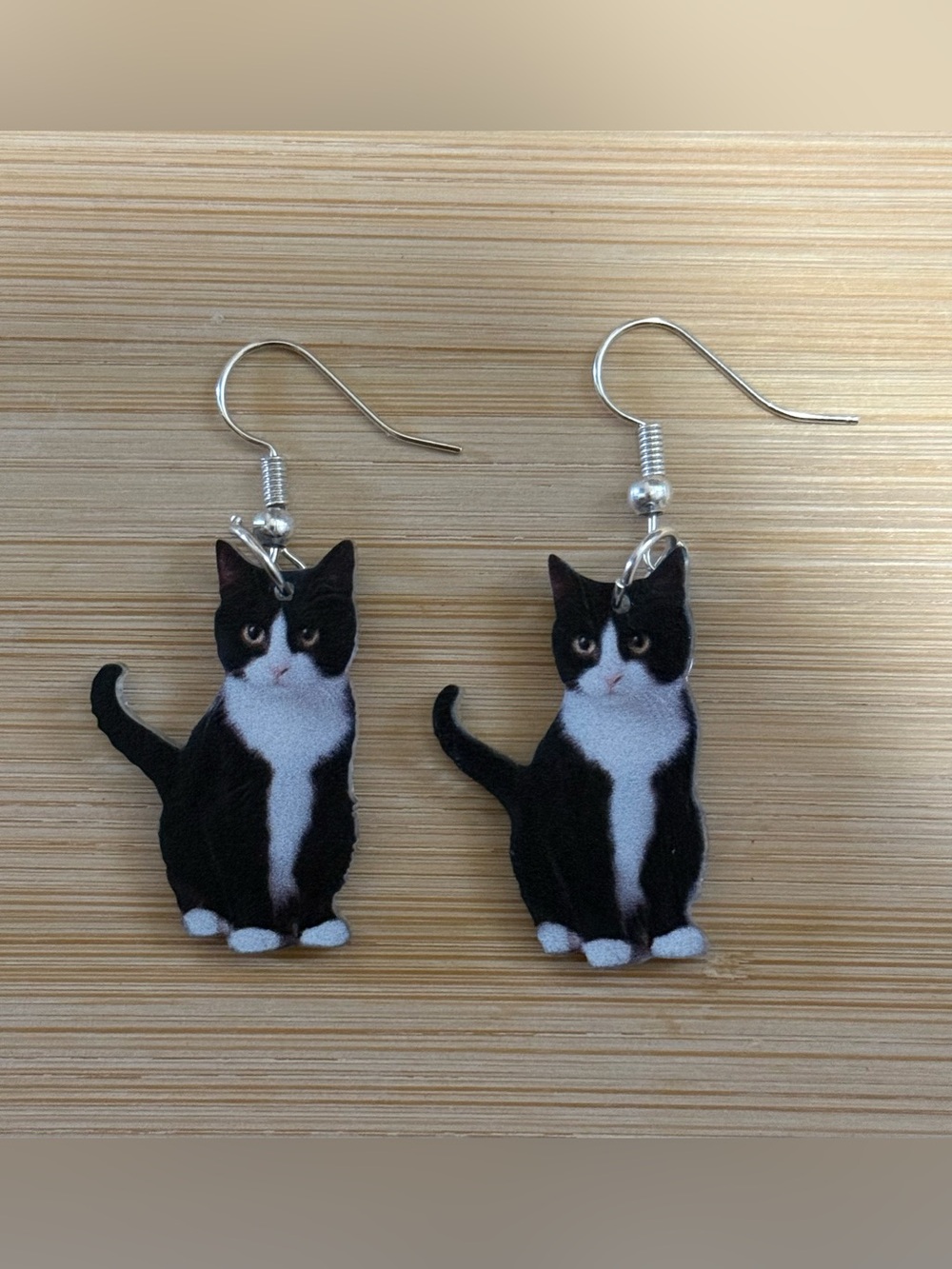 Black and White Cat Earrings